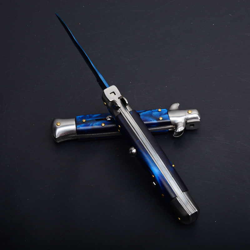 Italy AKC Godfather Stiletto Mafia OTF AUTO Knife 3.77" 440c Steel Blade, Acrylic Handles