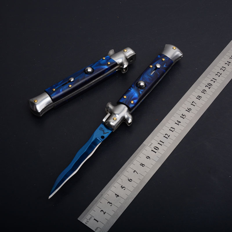 Italy AKC Godfather Stiletto Mafia OTF AUTO Knife 3.77" 440c Steel Blade, Acrylic Handles