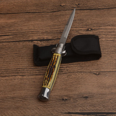 Italy AKC Godfather Stiletto Mafia OTF AUTO Knife 3.77" 440c Steel Blade, Acrylic Handles