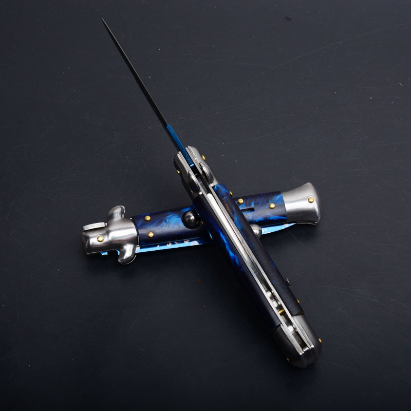 Italy AKC Godfather Stiletto Mafia OTF AUTO Knife 3.77" 440c Steel Blade, Acrylic Handles