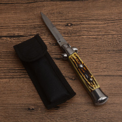 Italy AKC Godfather Stiletto Mafia OTF AUTO Knife 3.77" 440c Steel Blade, Acrylic Handles