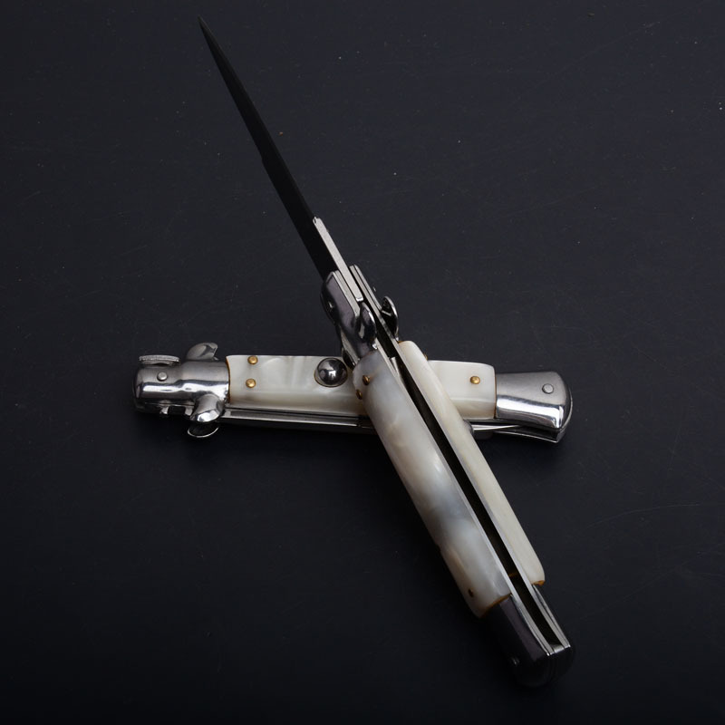 Italy AKC Godfather Stiletto Mafia OTF AUTO Knife 3.77" 440c Steel Blade, Acrylic Handles