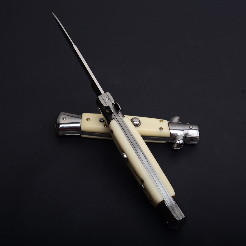 Italy AKC Godfather Stiletto Mafia OTF AUTO Knife 3.77" 440c Steel Blade, Acrylic Handles