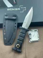 Boker Plus Extension Knife, D2 Stonewashed Variable Length Recurve Blade, G10 Handles, Kydex Sheath