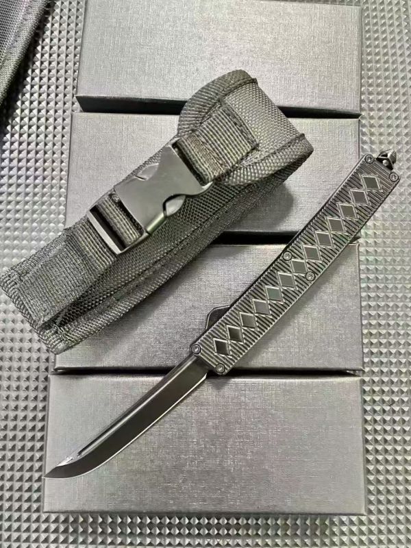 Samurai OTF AUTO Knife 3.15" 5Cr13 Plain Blade, Aluminum Alloy Handles