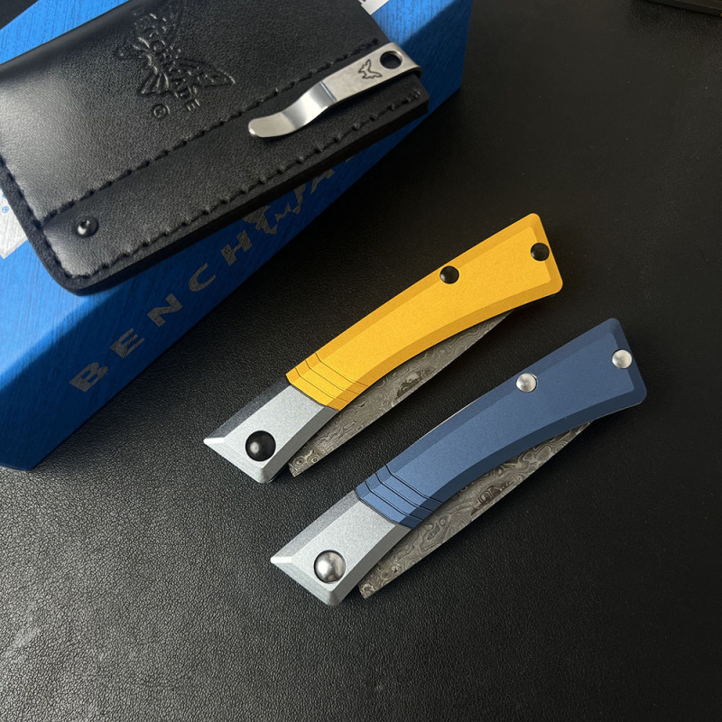 BM 315 Successor Slipjoint Folding Knife 2.56" Damascus Satin Drop Point Blade, T6-6061 Aluminum Handles