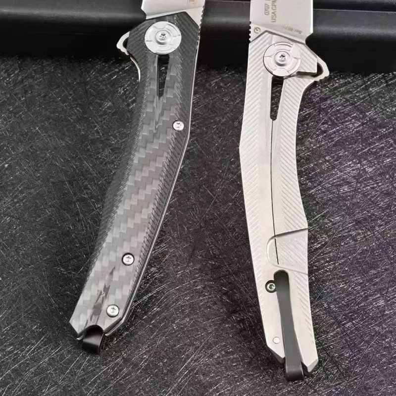ZT 0707 Flipper Knife 3.5" CPM-20CV Drop Point Blade, 3D Carbon Fiber and Titanium Handles