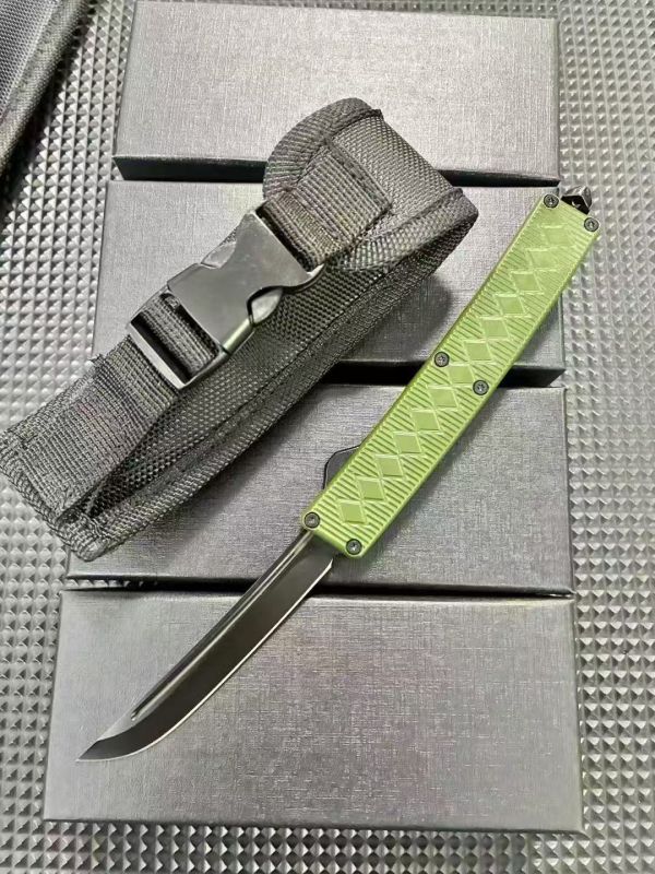 Samurai OTF AUTO Knife 3.15" 5Cr13 Plain Blade, Aluminum Alloy Handles