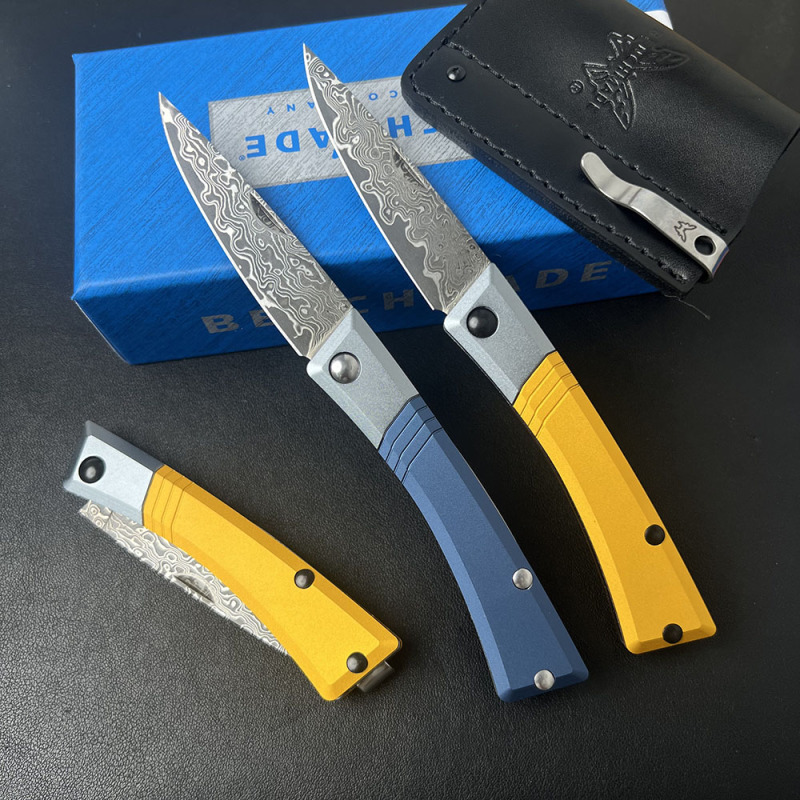 BM 315 Successor Slipjoint Folding Knife 2.56" Damascus Satin Drop Point Blade, T6-6061 Aluminum Handles