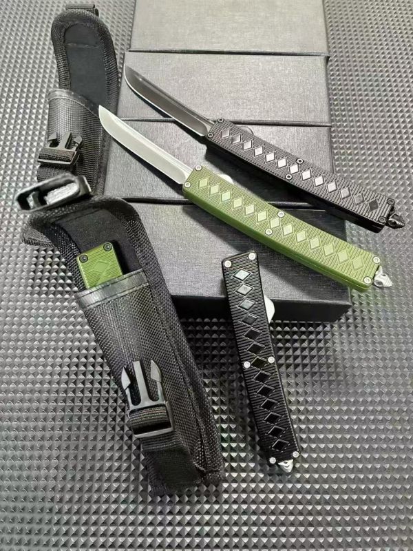 Samurai OTF AUTO Knife 3.15" 5Cr13 Plain Blade, Aluminum Alloy Handles