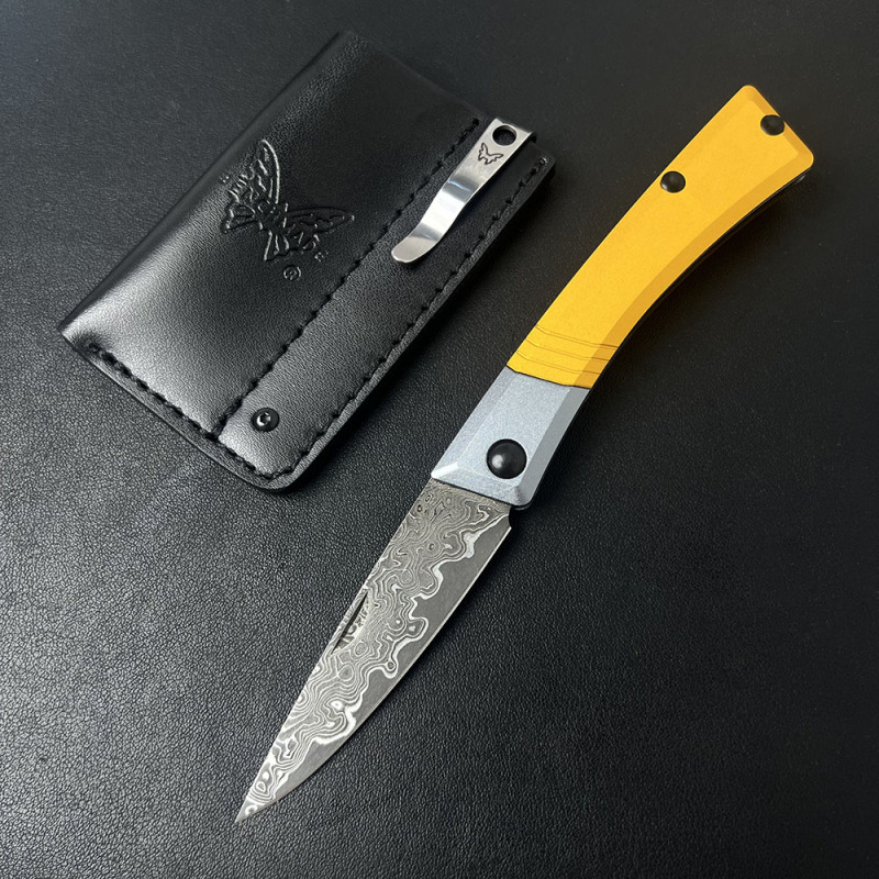 BM 315 Successor Slipjoint Folding Knife 2.56" Damascus Satin Drop Point Blade, T6-6061 Aluminum Handles