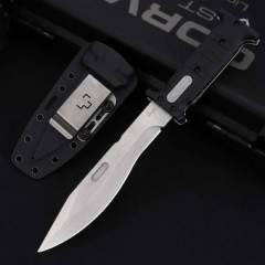 Boker Plus Extension Knife, D2 Stonewashed Variable Length Recurve Blade, TPE Handles, Kydex Sheath