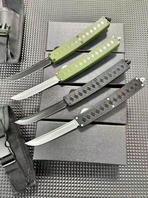 Samurai OTF AUTO Knife 3.15" 5Cr13 Plain Blade, Aluminum Alloy Handles