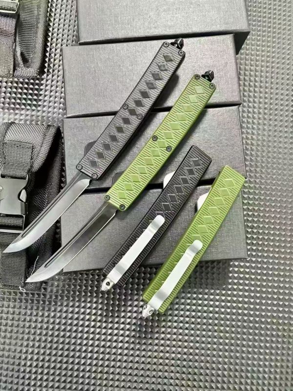 Samurai OTF AUTO Knife 3.15" 5Cr13 Plain Blade, Aluminum Alloy Handles