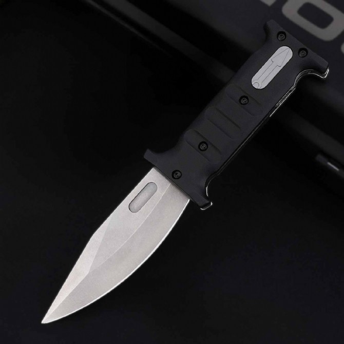 Boker Plus Extension Knife, D2 Stonewashed Variable Length Recurve Blade, TPE Handles, Kydex Sheath