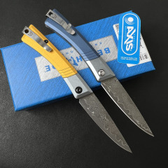 BM 315 Successor Slipjoint Folding Knife 2.56" Damascus Satin Drop Point Blade, T6-6061 Aluminum Handles