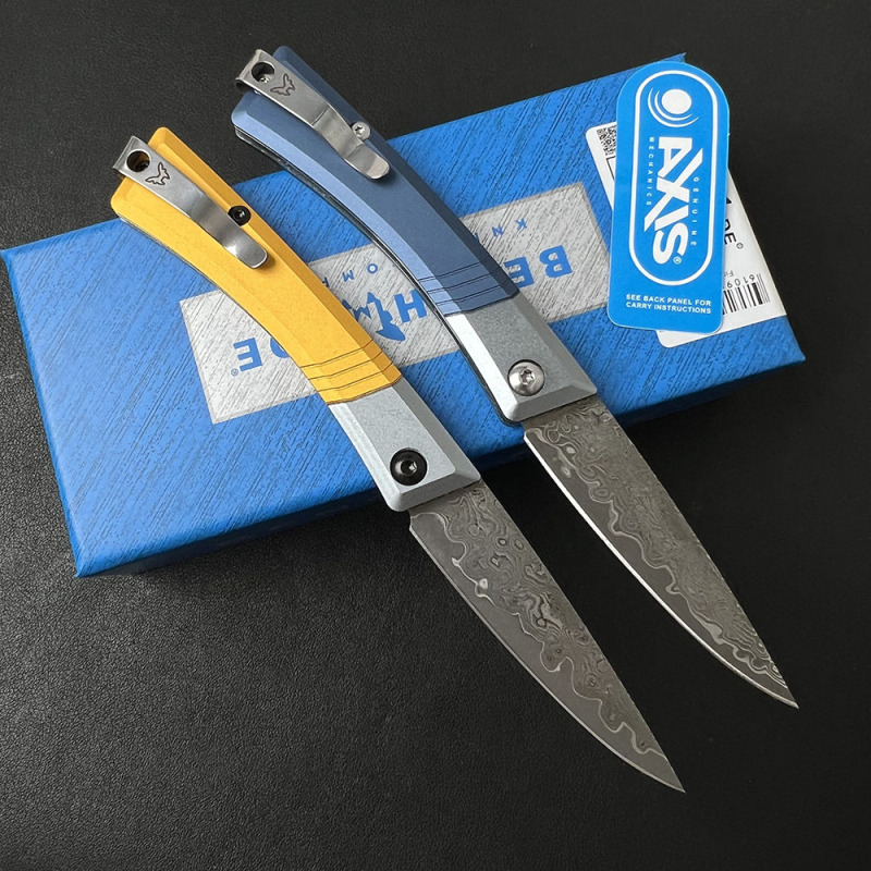 BM 315 Successor Slipjoint Folding Knife 2.56" Damascus Satin Drop Point Blade, T6-6061 Aluminum Handles