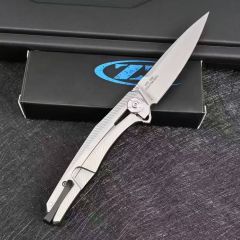 ZT 0707 Flipper Knife 3.5" CPM-20CV Drop Point Blade, 3D Carbon Fiber and Titanium Handles