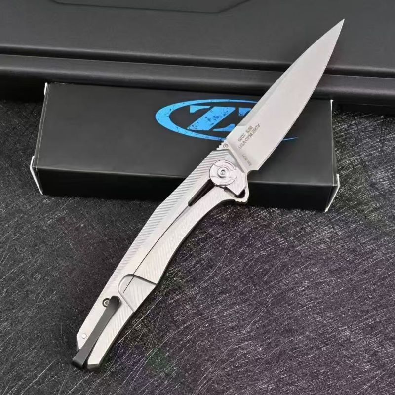 ZT 0707 Flipper Knife 3.5" CPM-20CV Drop Point Blade, 3D Carbon Fiber and Titanium Handles