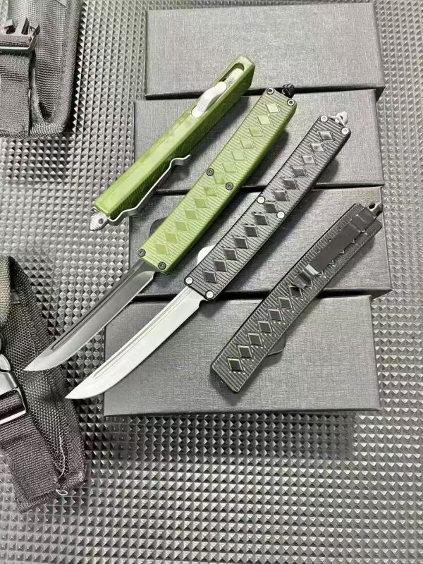 Samurai OTF AUTO Knife 3.15" 5Cr13 Plain Blade, Aluminum Alloy Handles