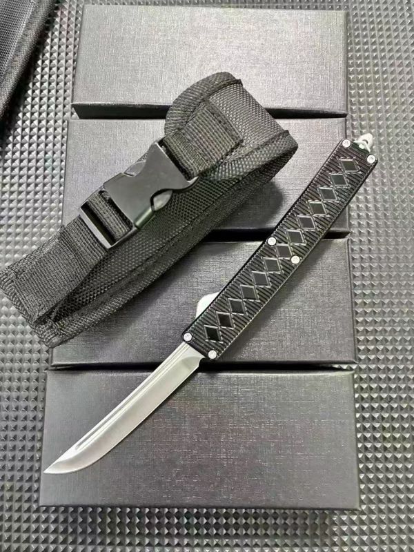 Samurai OTF AUTO Knife 3.15" 5Cr13 Plain Blade, Aluminum Alloy Handles