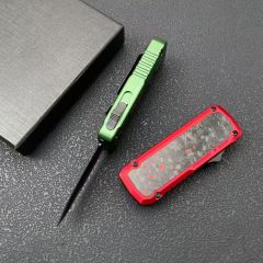 MT Exocet OTF Clip AUTO Knife 2.17" Black 8Cr14mov Double Edge Blade, Zinc Alloy+Carbon Fiber Handles