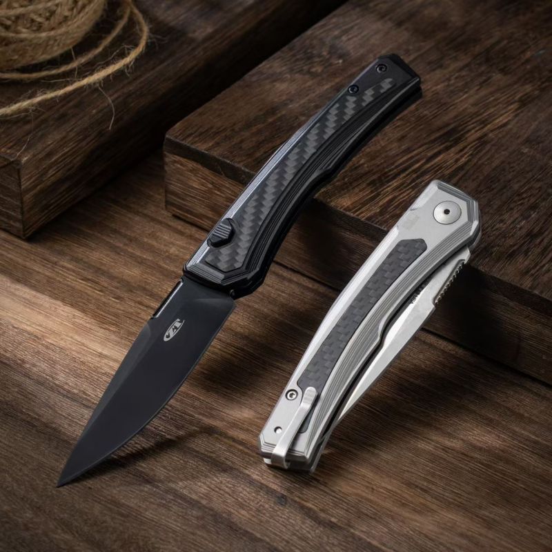 ZT 0556 AUTO Folding Knife 3.35" CPM-MagnaCut Two-Tone Drop Point Blade, Titanium Handles with Carbon Fiber Inlays
