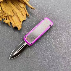 MT Exocet OTF Clip AUTO Knife 2.17" Black 8Cr14mov Double Edge Blade, Zinc Alloy+Carbon Fiber Handles