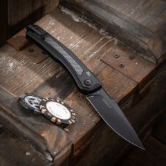 ZT 0556 AUTO Folding Knife 3.35" CPM-MagnaCut Two-Tone Drop Point Blade, Titanium Handles with Carbon Fiber Inlays