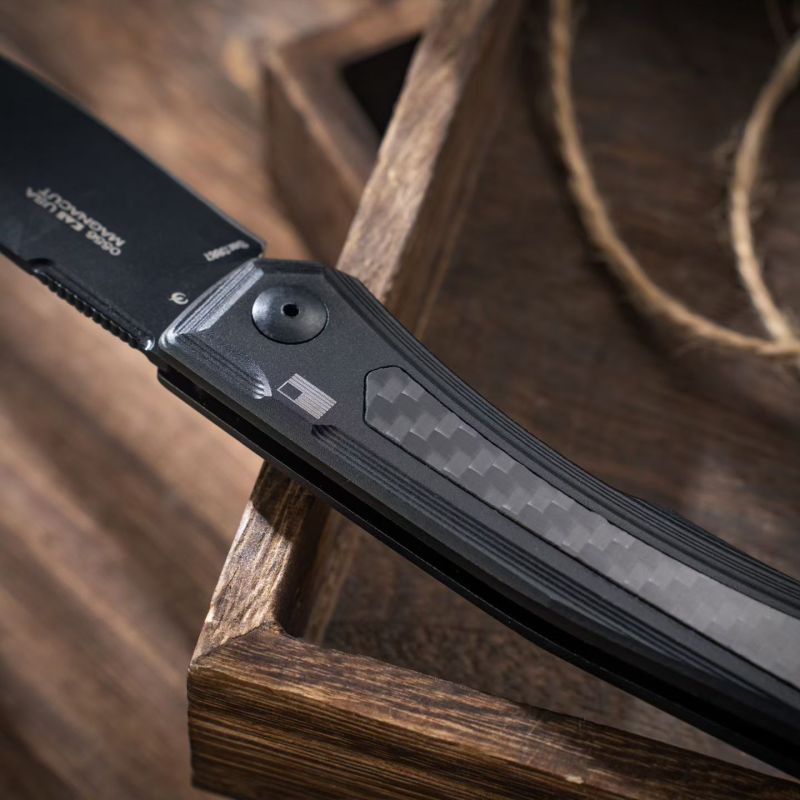 ZT 0556 AUTO Folding Knife 3.35" CPM-MagnaCut Two-Tone Drop Point Blade, Titanium Handles with Carbon Fiber Inlays