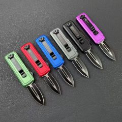 MT Exocet OTF Clip AUTO Knife 2.17" Black 8Cr14mov Double Edge Blade, Zinc Alloy+Carbon Fiber Handles