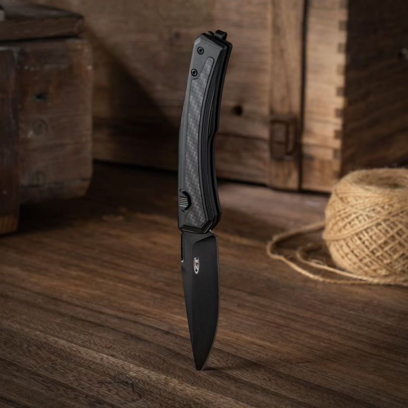 ZT 0556 AUTO Folding Knife 3.35" CPM-MagnaCut Two-Tone Drop Point Blade, Titanium Handles with Carbon Fiber Inlays