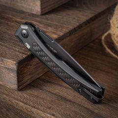 ZT 0556 AUTO Folding Knife 3.35" CPM-MagnaCut Two-Tone Drop Point Blade, Titanium Handles with Carbon Fiber Inlays
