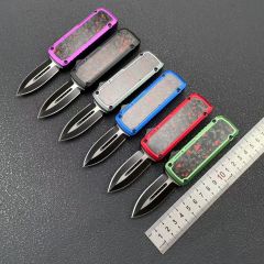 MT Exocet OTF Clip AUTO Knife 2.17" Black 8Cr14mov Double Edge Blade, Zinc Alloy+Carbon Fiber Handles