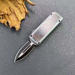 MT Exocet OTF Clip AUTO Knife 2.17" Black 8Cr14mov Double Edge Blade, Zinc Alloy+Carbon Fiber Handles