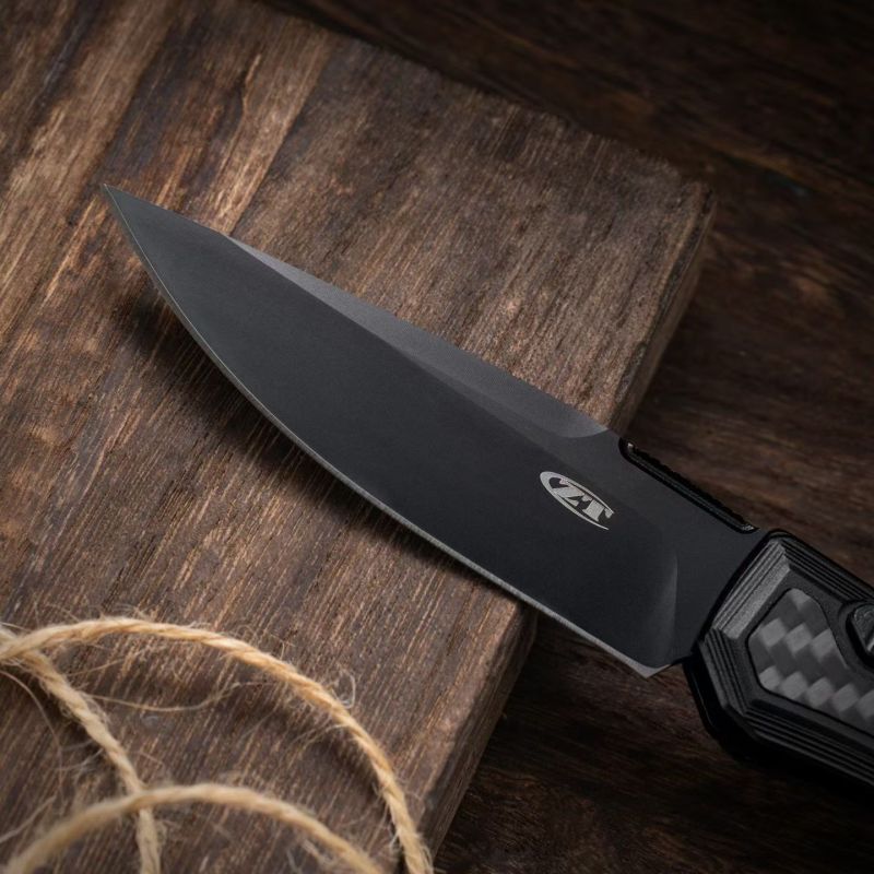 ZT 0556 AUTO Folding Knife 3.35" CPM-MagnaCut Two-Tone Drop Point Blade, Titanium Handles with Carbon Fiber Inlays