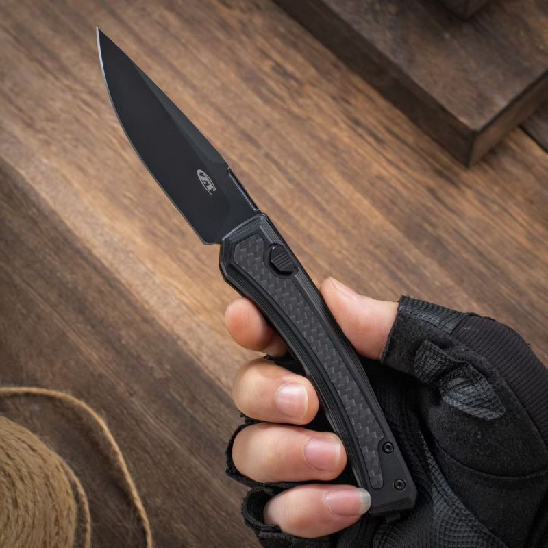 ZT 0556 AUTO Folding Knife 3.35" CPM-MagnaCut Two-Tone Drop Point Blade, Titanium Handles with Carbon Fiber Inlays