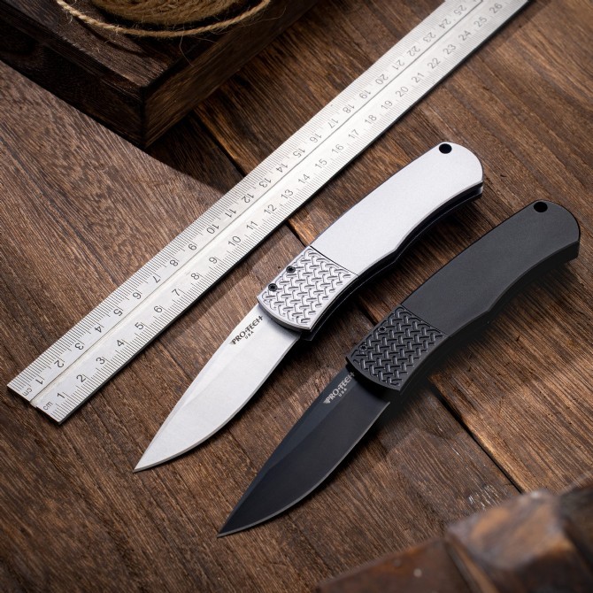 Pro-Tech Magic BR-1 AUTO Folding Knife 3.07" 154CM DLC Plain Blade, Aviation Aluminum Handles