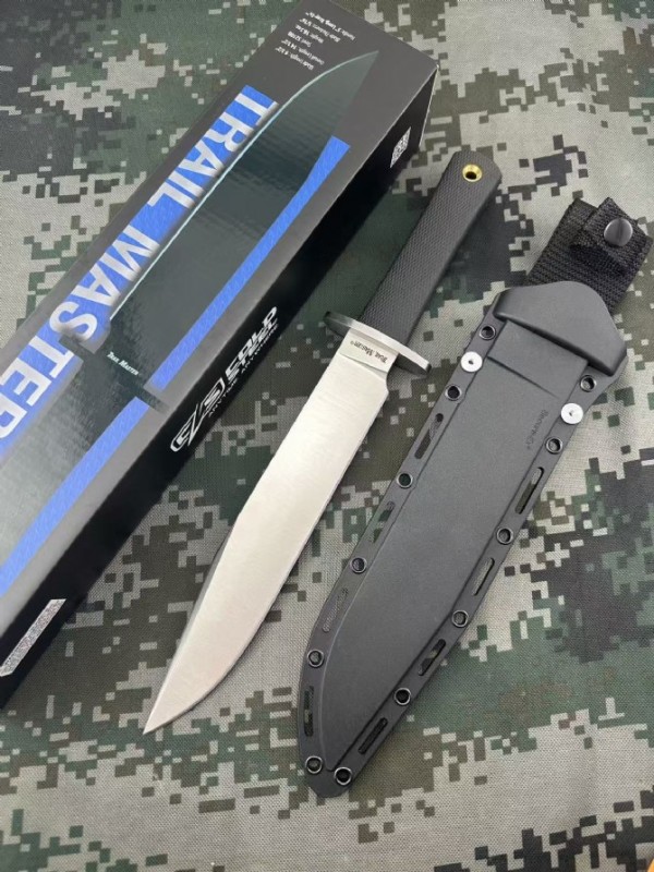 Cold Steel Trail Master Fixed Blade Knife 9.49" SK-5 Bowie Plain Blade, KratonR Handles