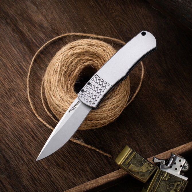 Pro-Tech Magic BR-1 AUTO Folding Knife 3.07" 154CM DLC Plain Blade, Aviation Aluminum Handles