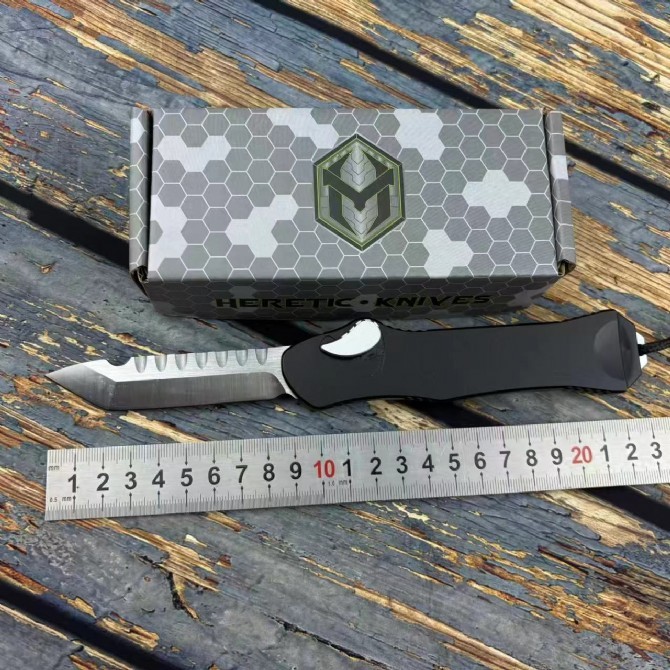 Heretic Knives V3 Bounty hunter OTF AUTO 3.46" M390 Stonewashed Blade, Aviation Aluminum Handles
