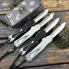 Heretic Knives V3 Bounty hunter OTF AUTO 3.46" M390 Stonewashed Blade, Aviation Aluminum Handles