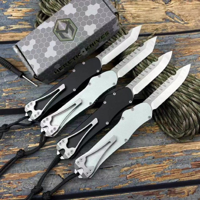 Heretic Knives V3 Bounty hunter OTF AUTO 3.46" M390 Stonewashed Blade, Aviation Aluminum Handles