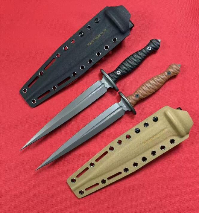 Acta Non Verba M500 Anthropoid Fixed Blade Fighting Knife 8.23" Elmax Double Edge Dagger, Flax Handles - ANVM500-001