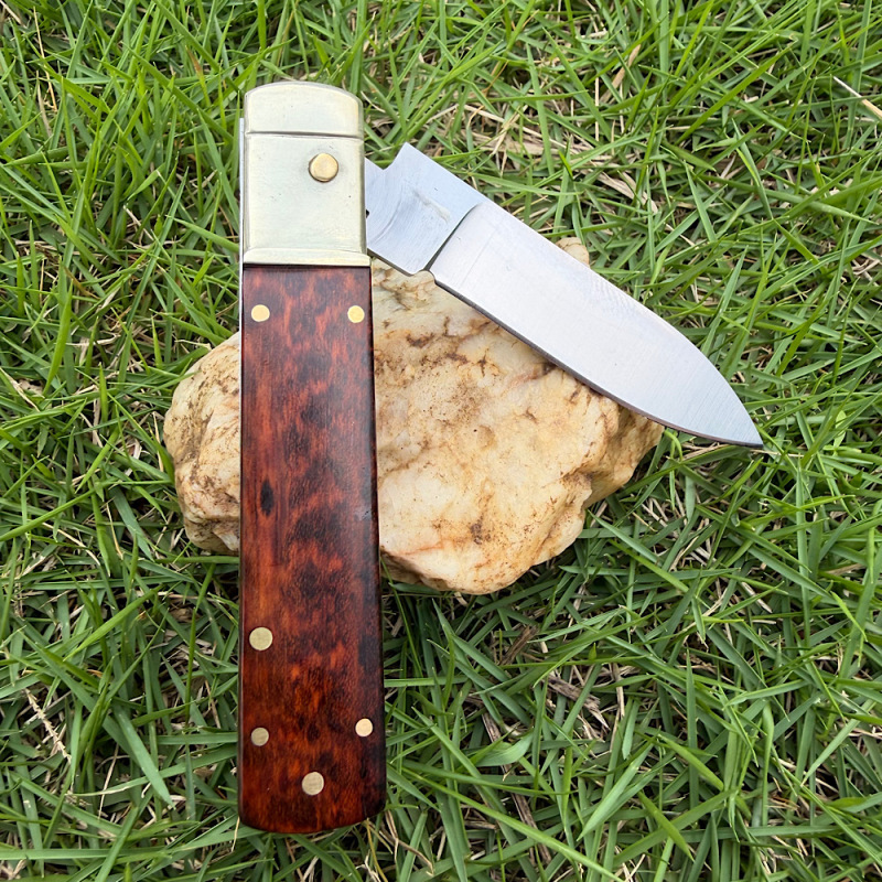Classical Italy AKC Leverletto By Bill DeShivs OTF AUTO Knife 3.54'' D2 Blade, Copper +Snake Patterned wood Handles
