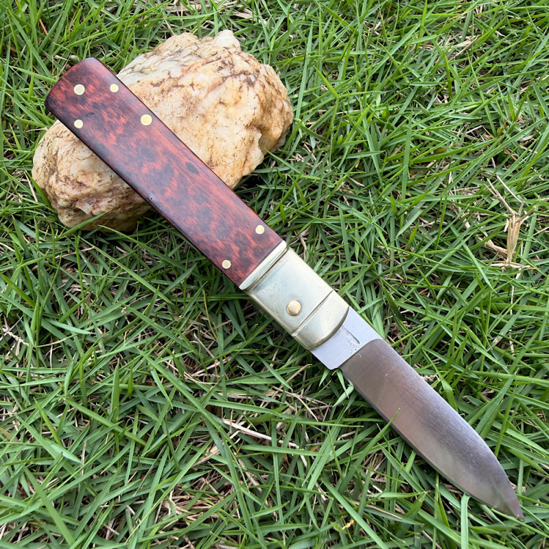 Classical Italy AKC Leverletto By Bill DeShivs OTF AUTO Knife 3.54'' D2 Blade, Copper +Snake Patterned wood Handles