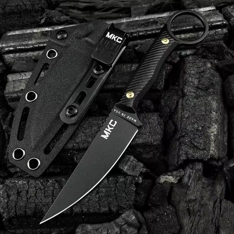 MKC Fixed Blade Knife 3.70" 8Cr13 Blade, Nylon Fiber Handles