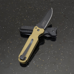 Fox-N690C Auto Folding Knife 3.54" 5Cr15 Satin Plain Blade, Nylon Fiber Handles