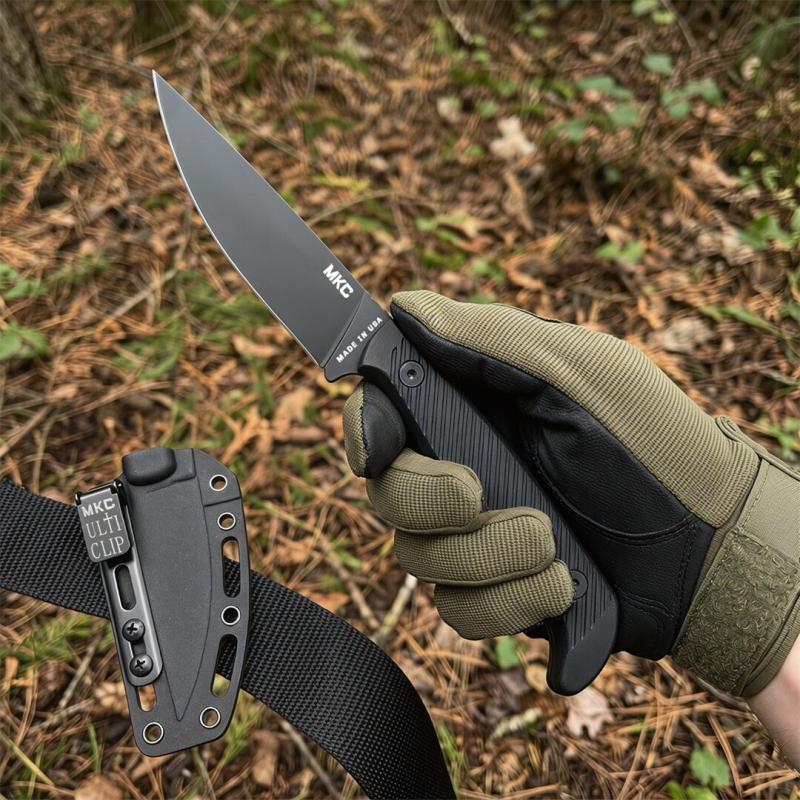 MKC Fixed Blade Knife 3.74" 8Cr13 Blade, Nylon Fiber Handles