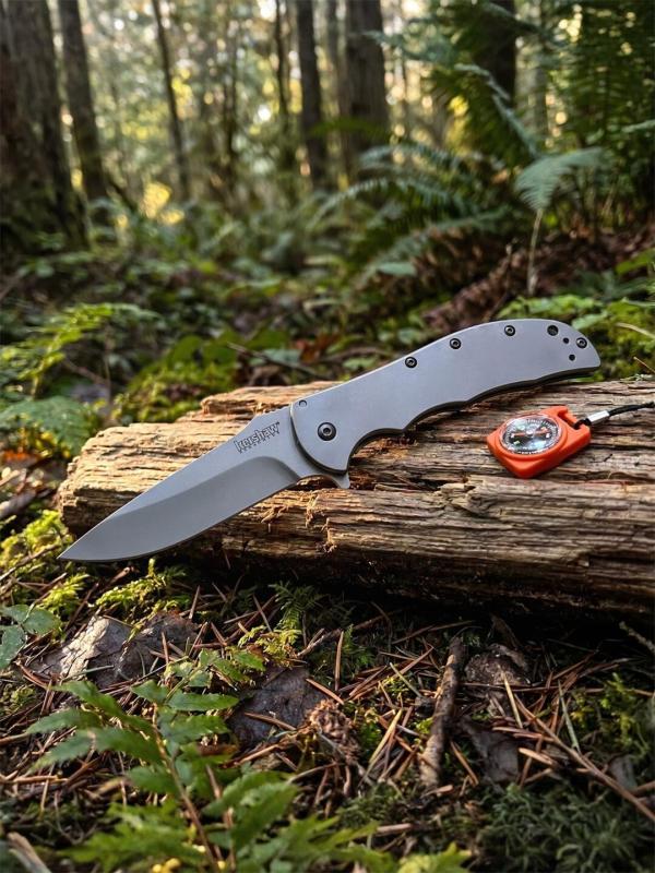 Kershaw 3655BW Folding Knife 3.35" Working Finish 8Cr13mov Drop Point Blade, Aluminum Handles
